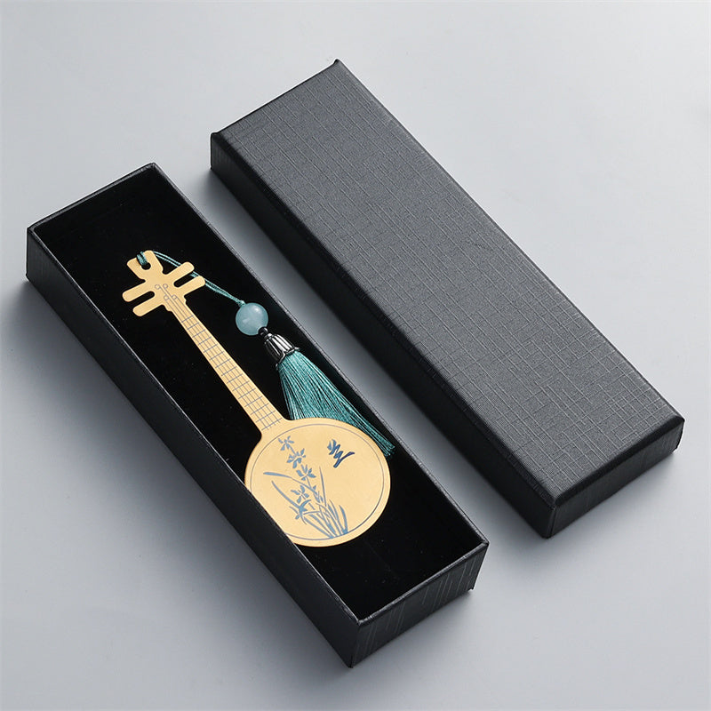 Gold Guzheng Metal Bookmark | Classical Instrument Design