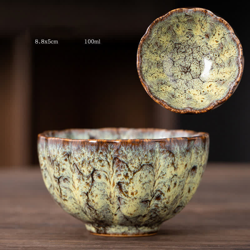 Peach Blossom Ceramic Teacup Beautiful Floral Tea Cup