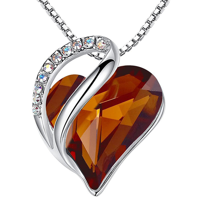 Love Heart Birthstone Healing Energy Necklace Pendant