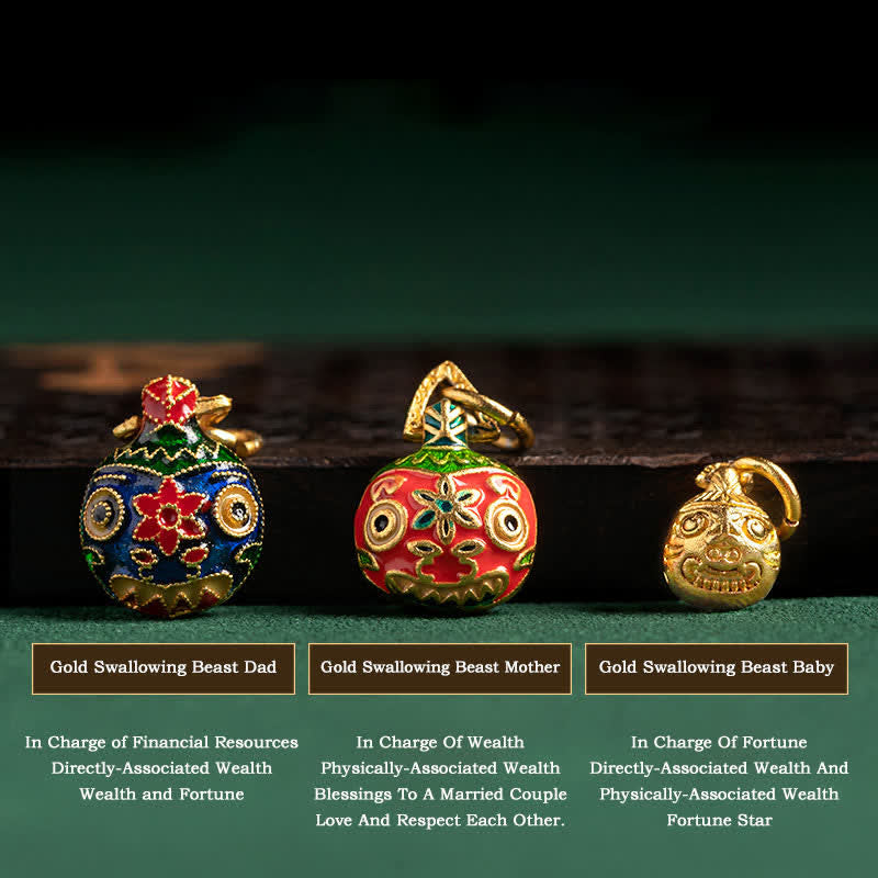 Gold Swallowing Beast Family Luck Key Chain for Car