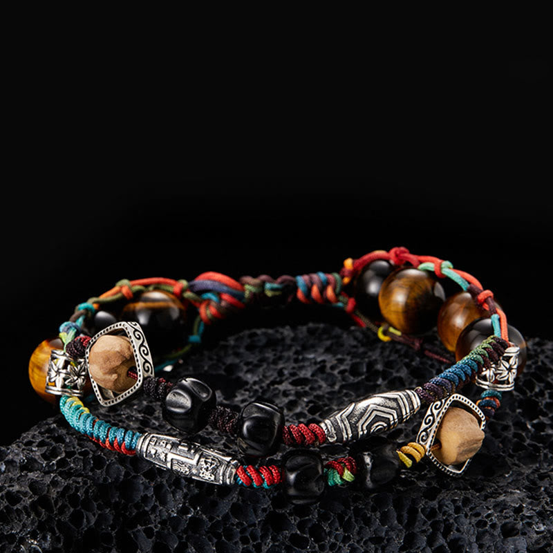 Bracelet courage en argent sterling œil de tigre fait main Bodhi Seed