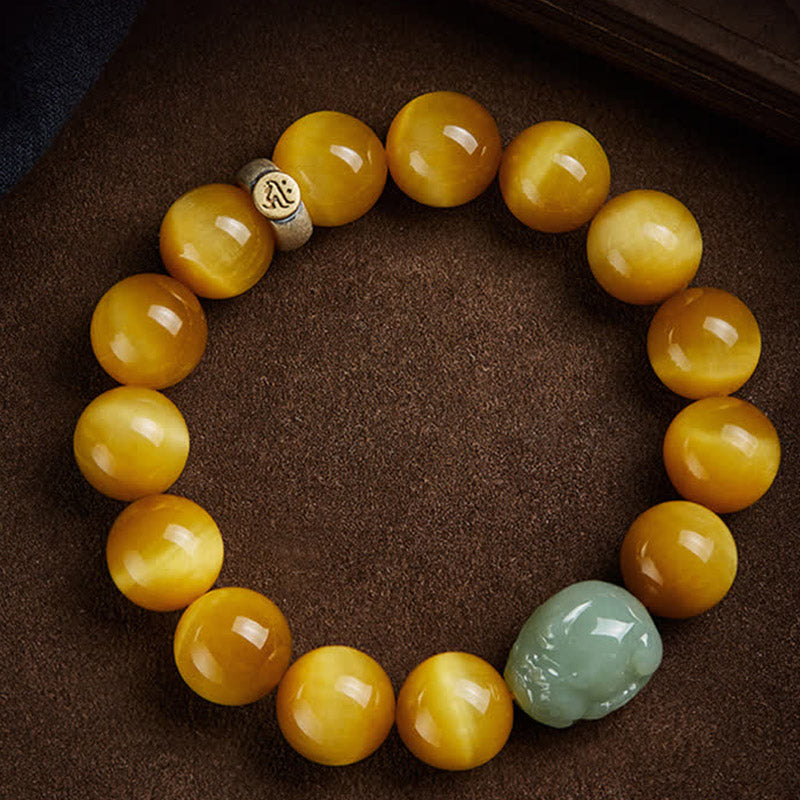 14mm Tiger Eye Pixiu Jade Protection Bracelet