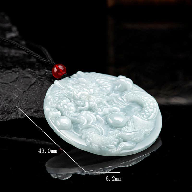 Jade Dragon Amulet Necklace for Success and Protection