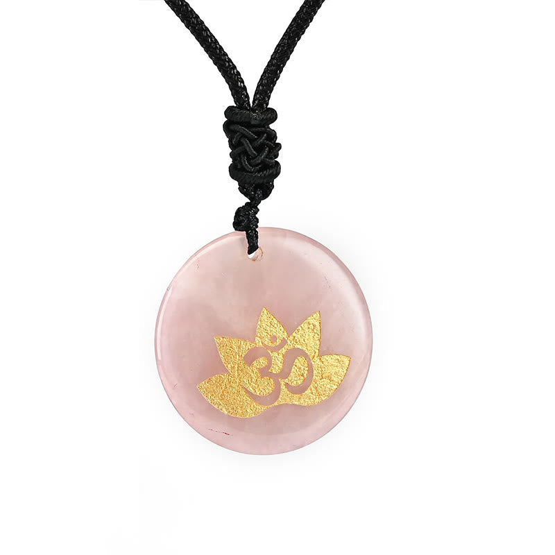 Collier de guérison en améthyste symbole Om Lotus pour l'équilibre spirituel