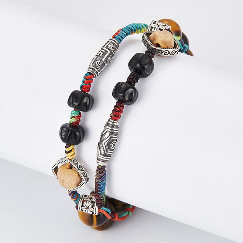 Bracelet courage en argent sterling œil de tigre fait main Bodhi Seed