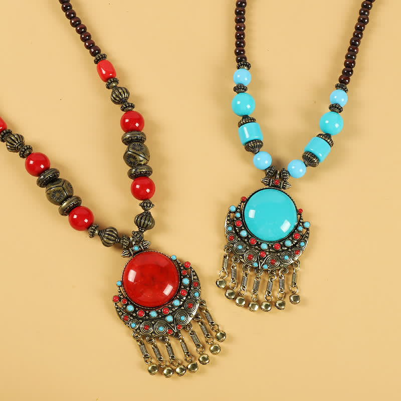 Copper Tibetan Spiritual Retro Beads Tassel Hair Accessories