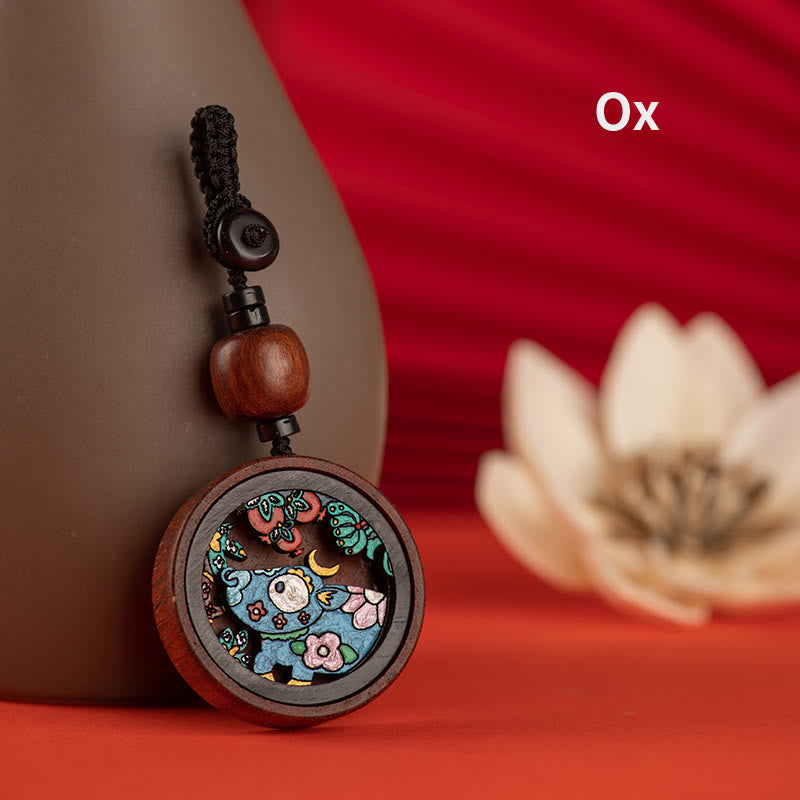 Rosewood Dragon Zodiac Key Chain for Calm & Protection