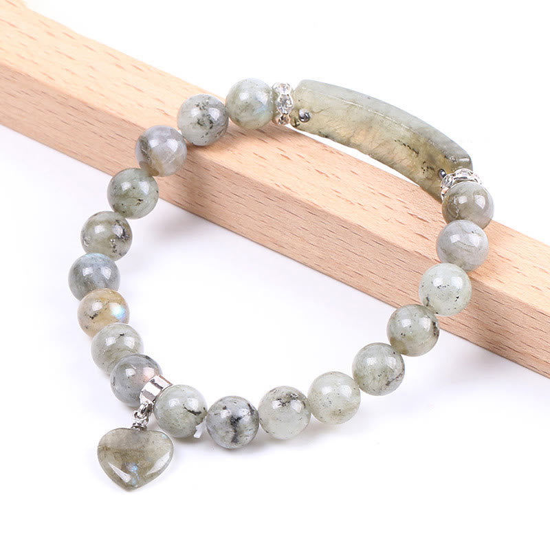 8mm Amethyst Healing Beads Love Heart Bracelet for Meditation