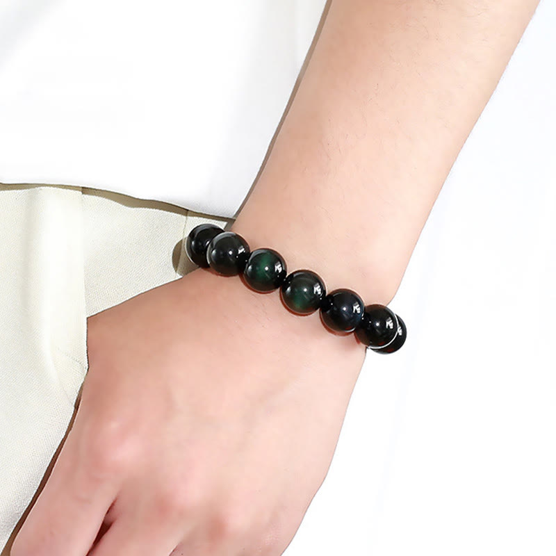 Natural Green Eye Obsidian Wealth Bracelet 8mm