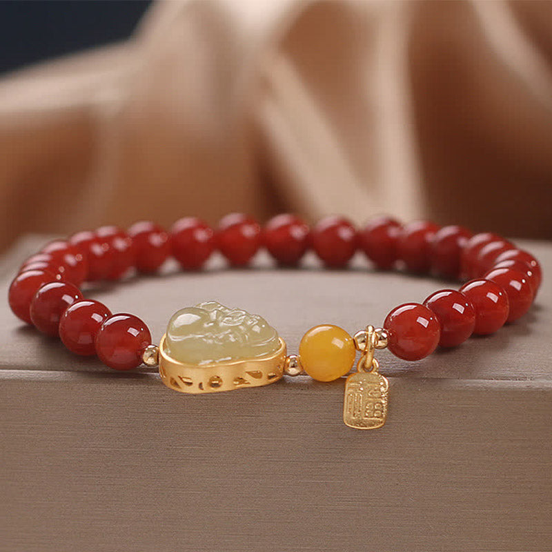 Red Agate Jade Confidence Buddha Bracelet