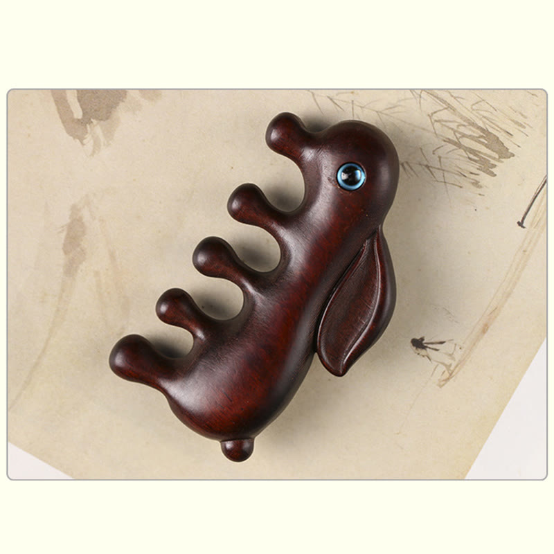 Relaxation Massage Comb | Small Leaf Red & Green Sandalwood