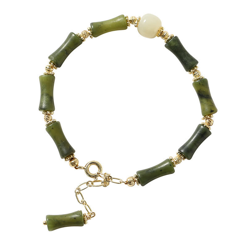 Glass Bead Bamboo Luck Strength Spiritual Bracelet