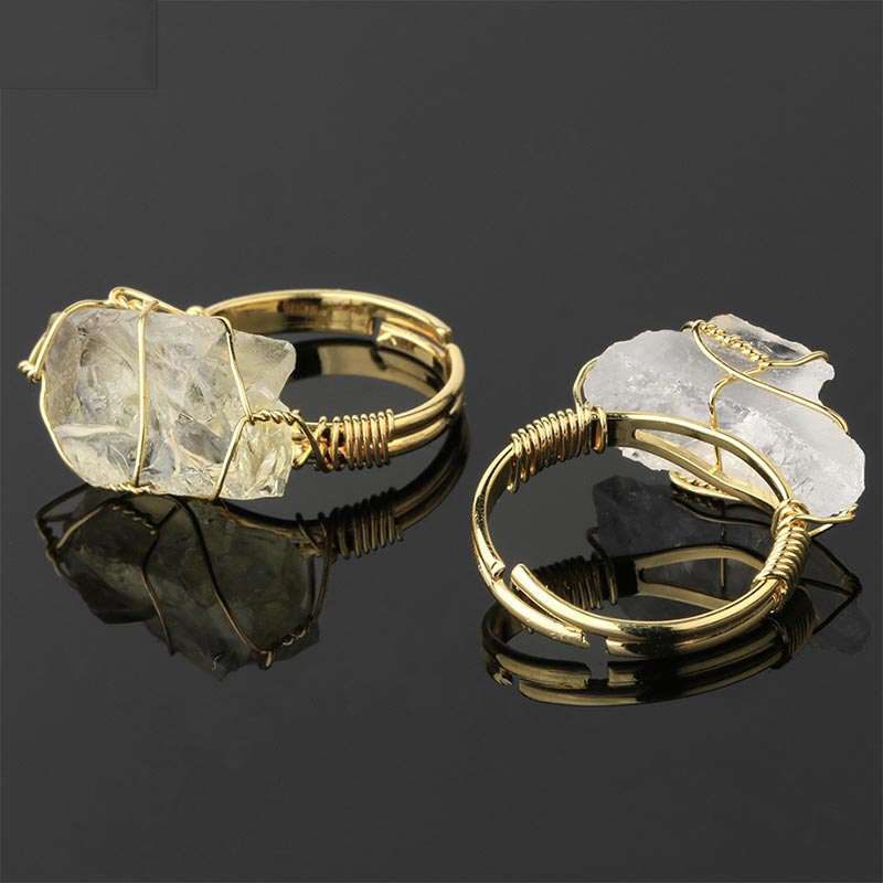 Unisex Amethyst Crystal Adjustable Healing Ring