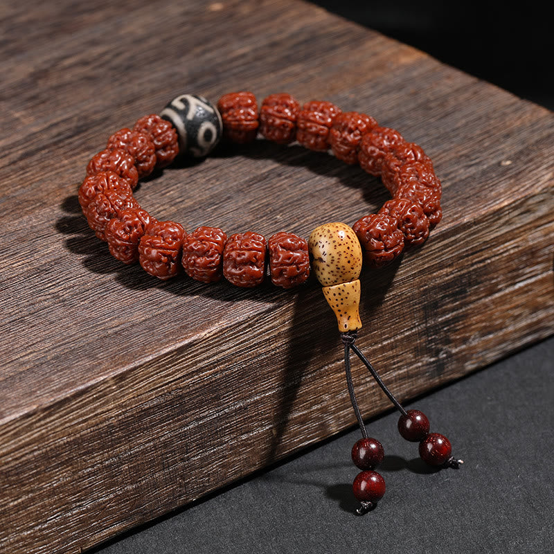 Unisex Rudraksha Bodhi Seed Dzi Bead Bodhi Seed Mala Bracelet