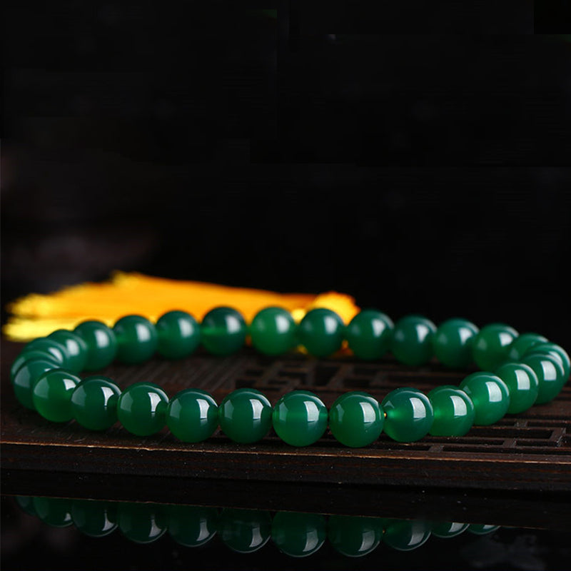 Green Agate Wrist Mala 10mm | Power & Success Bracelet