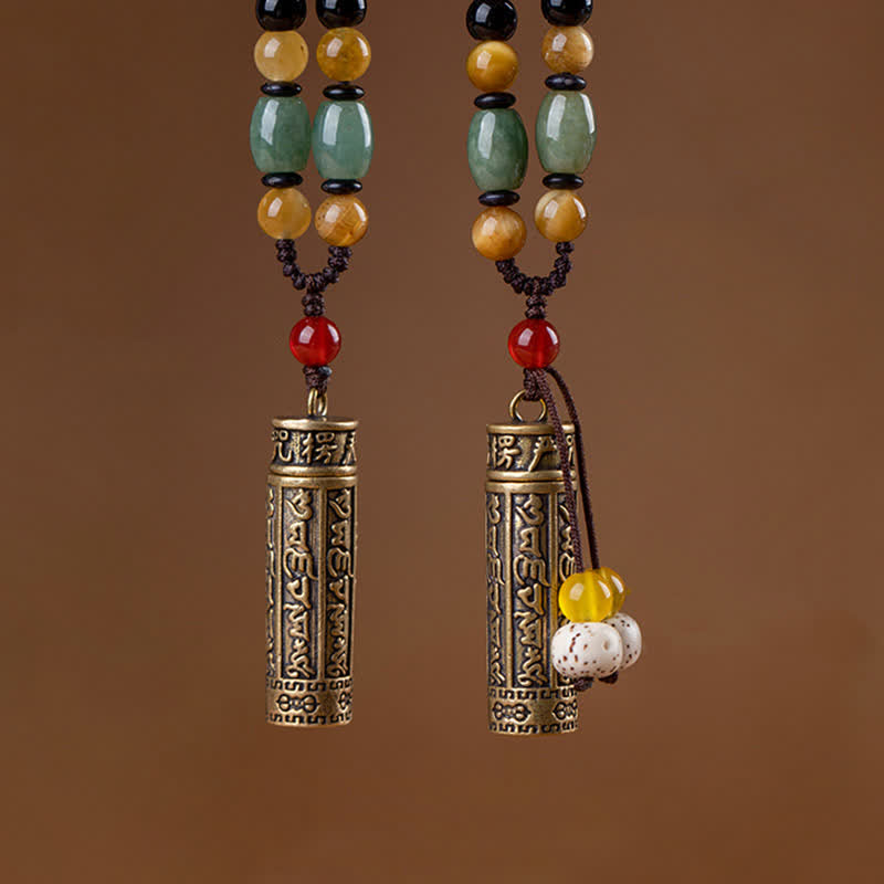 Om Mani Padme Hum Protection Necklace | Copper & Bodhi Seed