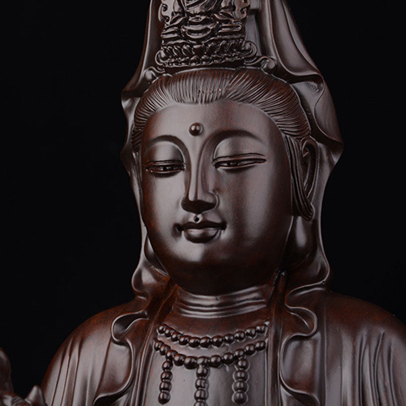 Ebony Avalokitesvara Lotus Decoration | Harmony & Blessing