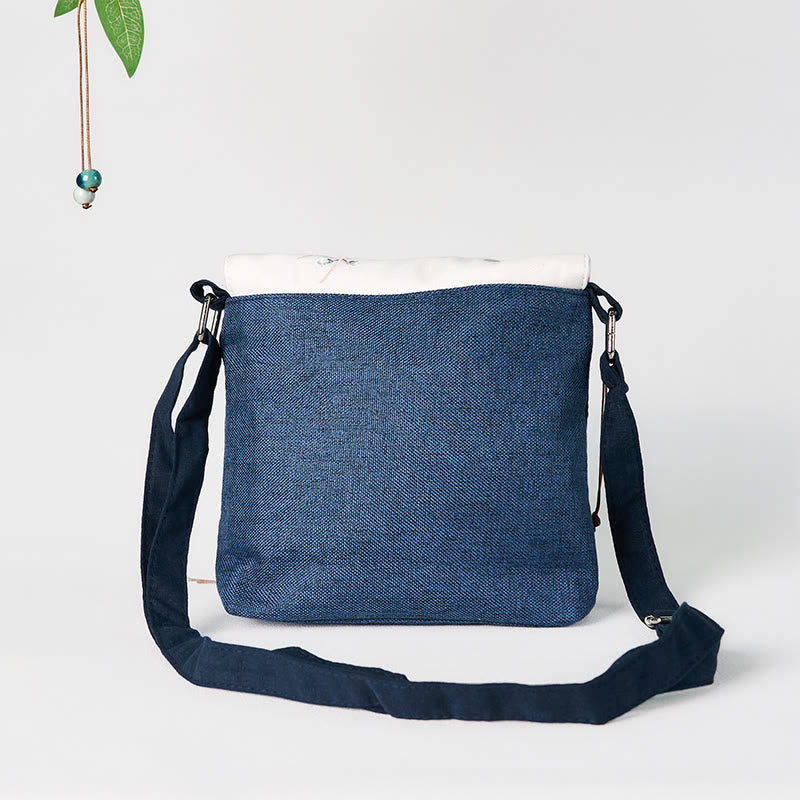 Sac à dos en toile brodée prune bleu foncé