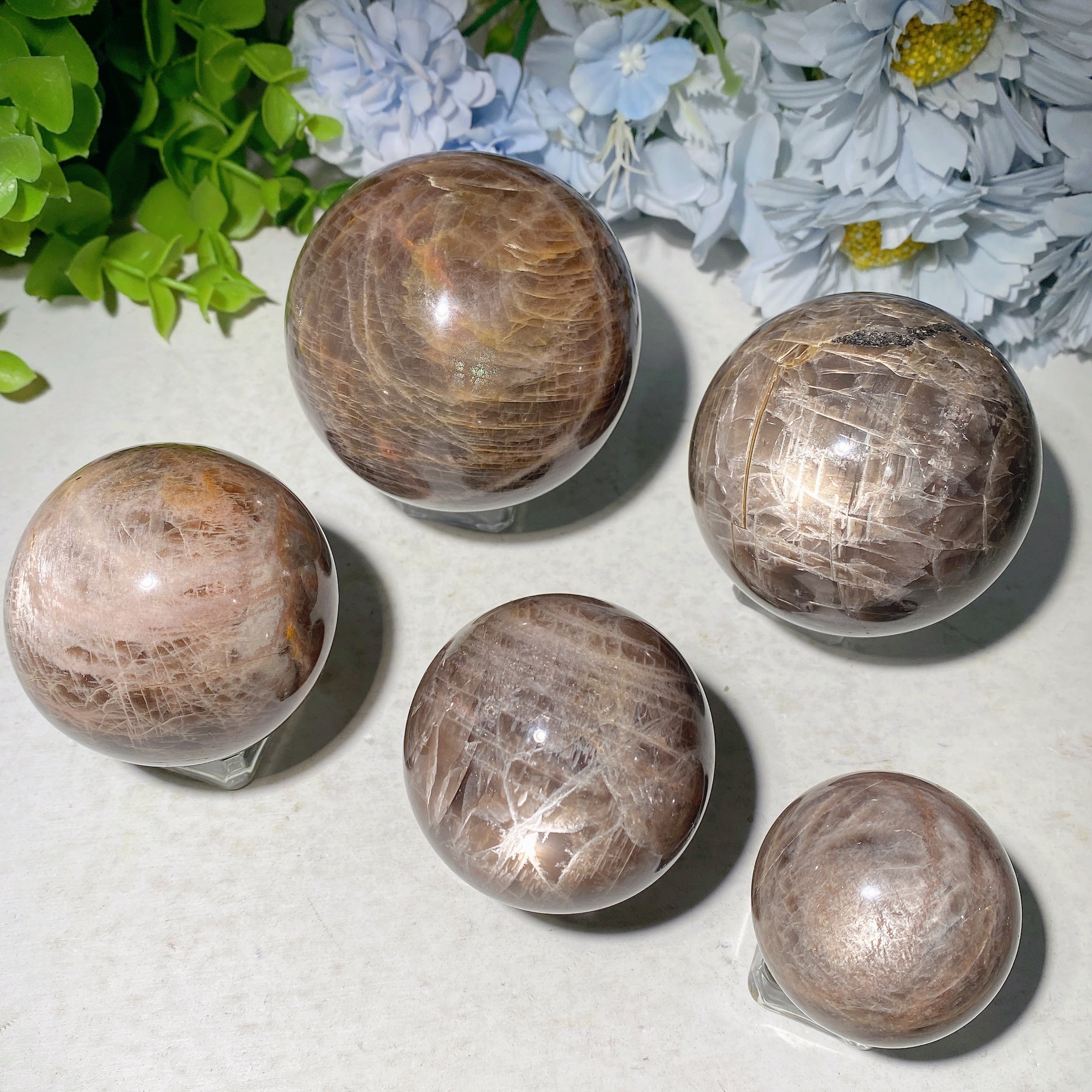 Dark Moon Stone Crystal Spheres 1.5-3 Inch Healing