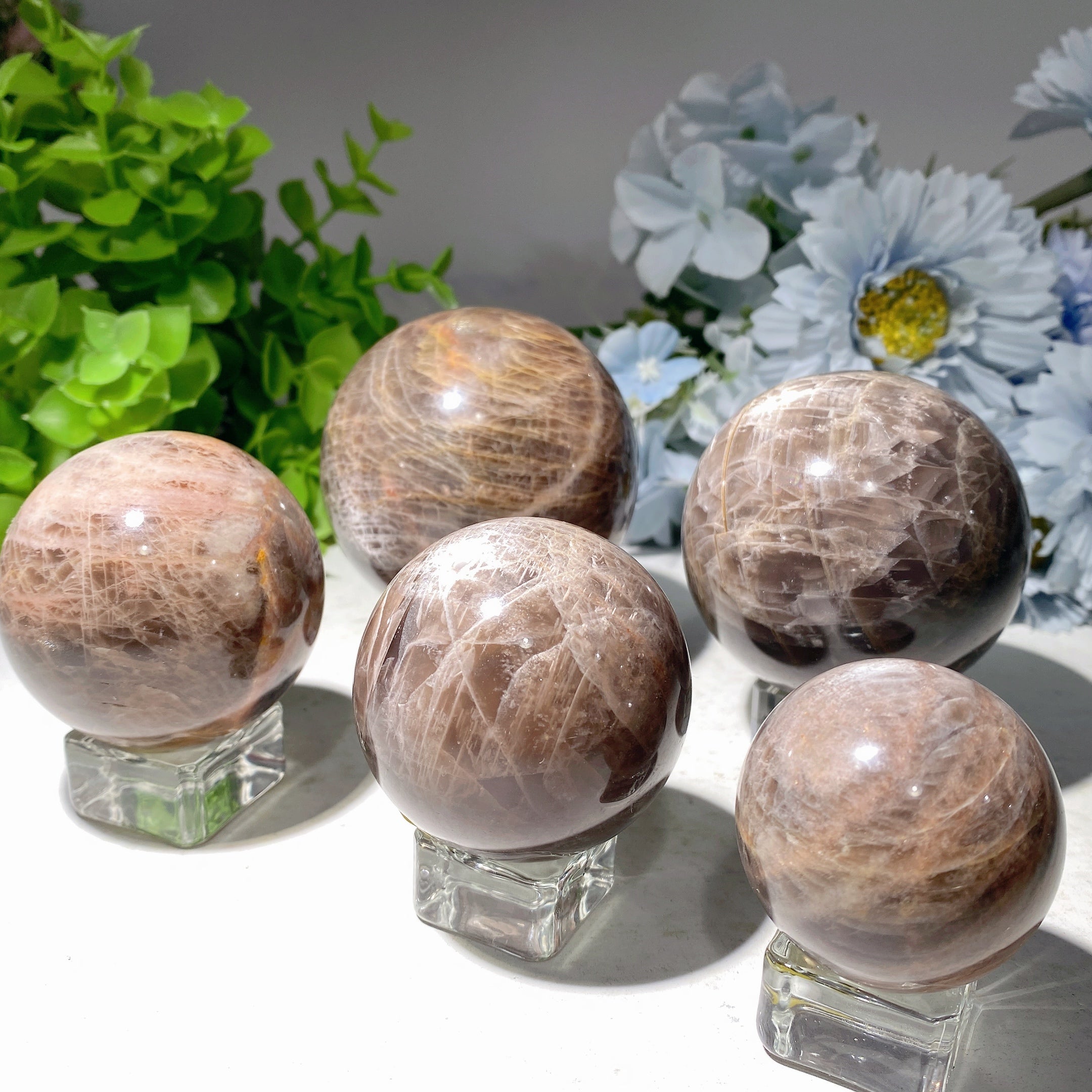 Dark Moon Stone Crystal Spheres 1.5-3 Inch Healing