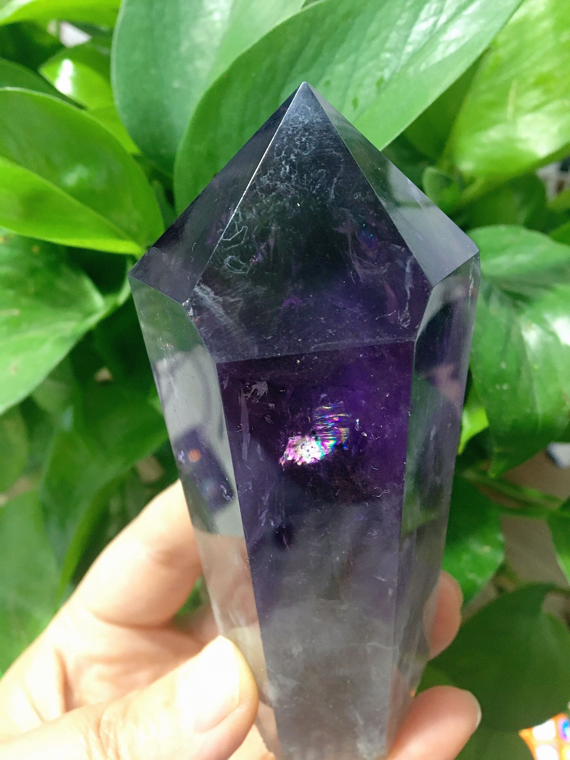 Dark Purple Amethyst Half Polished Crystal Point 3.8 in