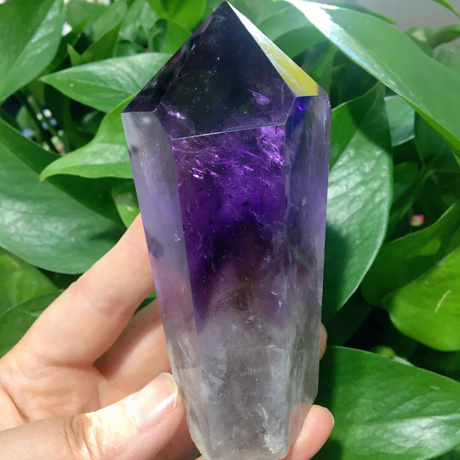 Dark Purple Amethyst Half Polished Crystal Point 3.8 in