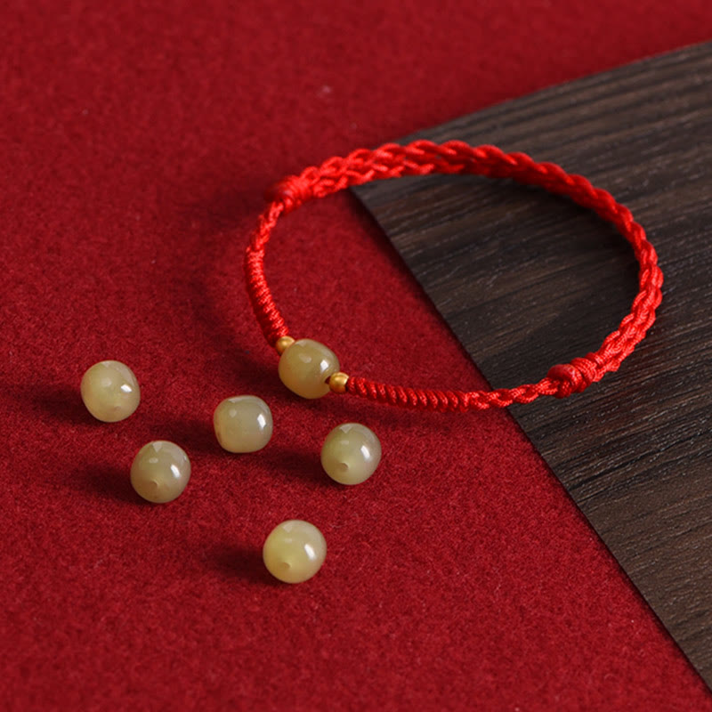 Bracelet de cheville de protection en jade Hetian rouge foncé 999 or