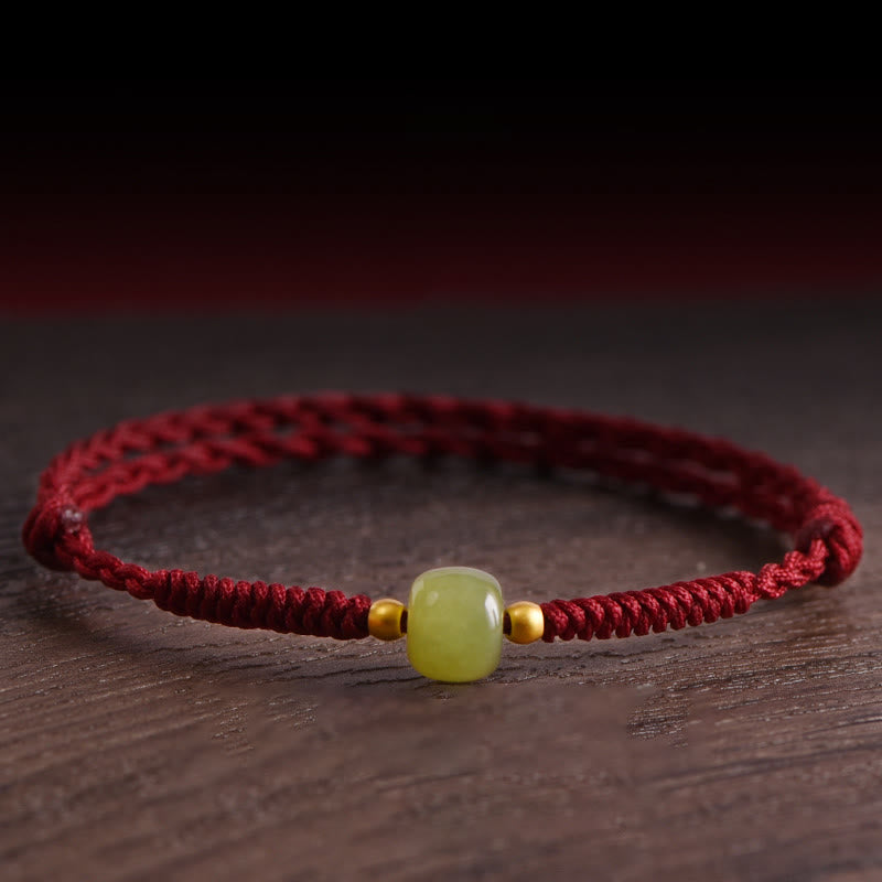 Bracelet de cheville de protection en jade Hetian rouge foncé 999 or