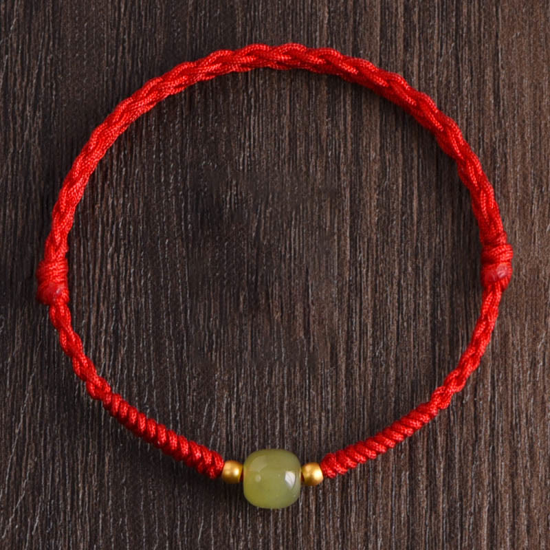 Bracelet de cheville de protection en jade Hetian rouge foncé 999 or