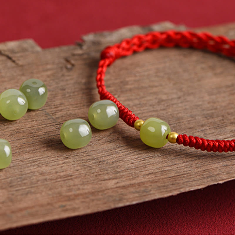 Bracelet de cheville de protection en jade Hetian rouge foncé 999 or