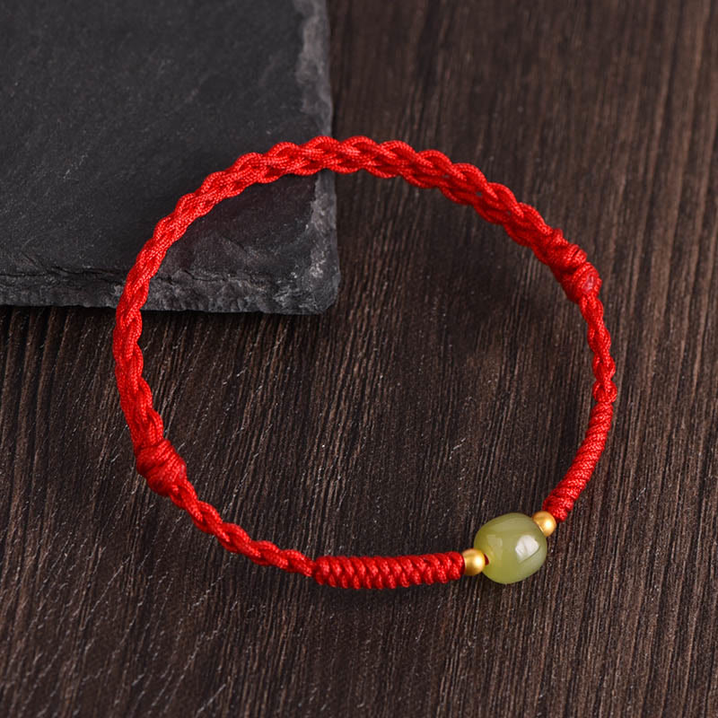 Bracelet de cheville de protection en jade Hetian rouge foncé 999 or