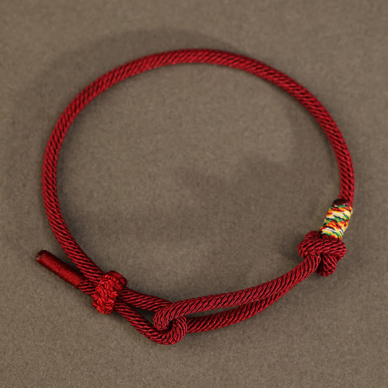 Bracelet porte-bonheur en argent sterling 925 avec cordon rouge foncé