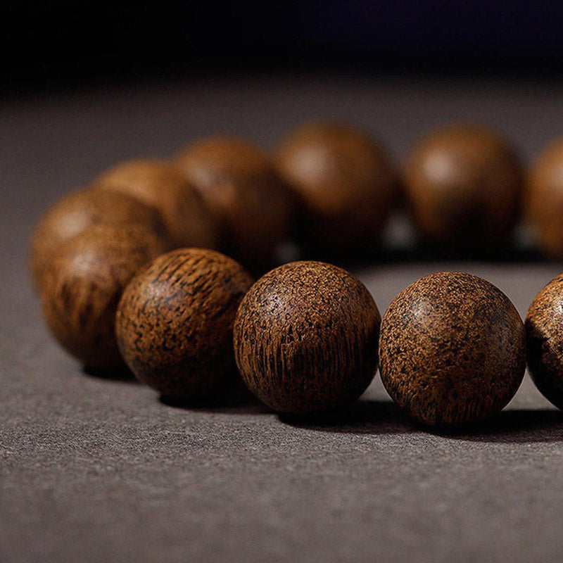 Bracelet de paix en bois d'agar naturel avec perles de 12 mm et symbole du zodiaque chinois