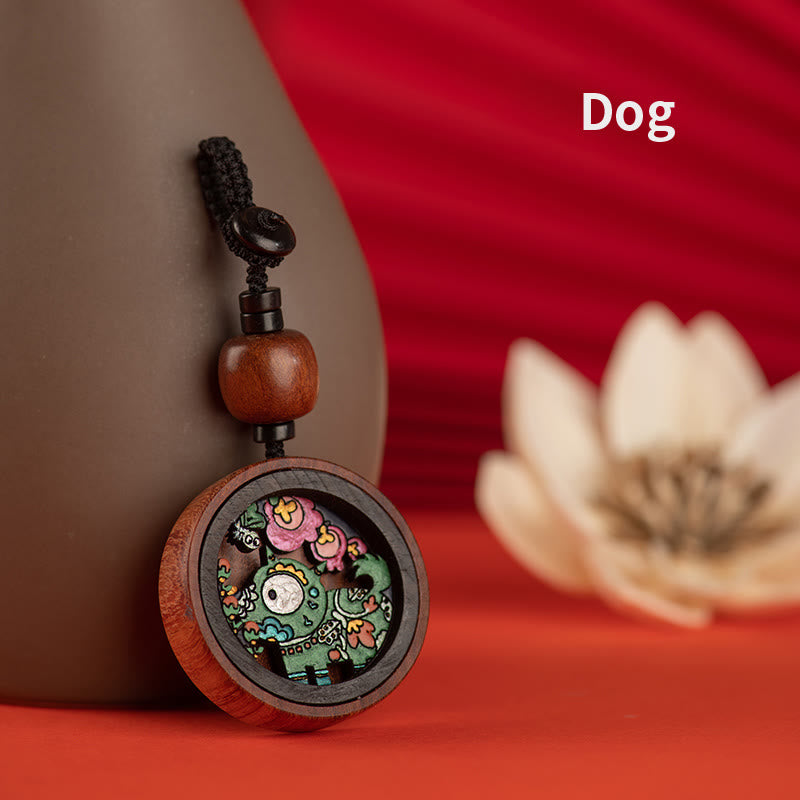Rosewood Dragon Zodiac Key Chain for Calm & Protection