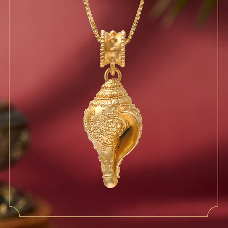 999 Sterling Silver Shankha Conch Shell Necklace for Spiritual Protection