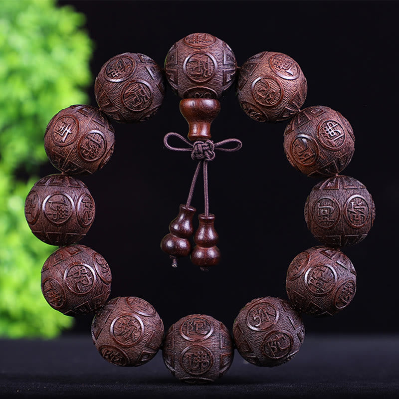 Bracelet zodiaque chinois en bois de rose | 12 perles du zodiaque Chaleur