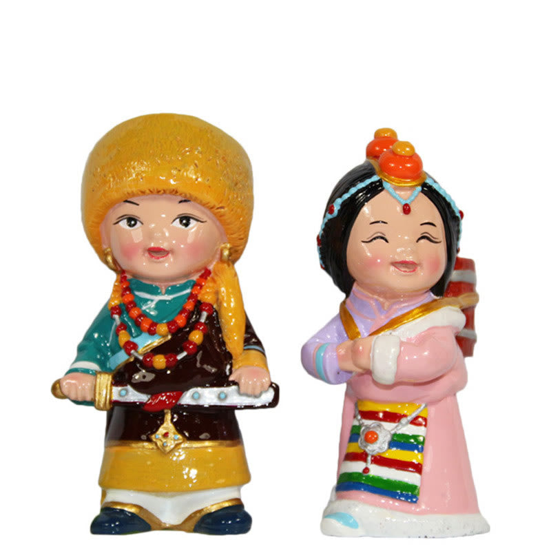 Figurines spirituelles tibétaines peintes à la main de 11 cm