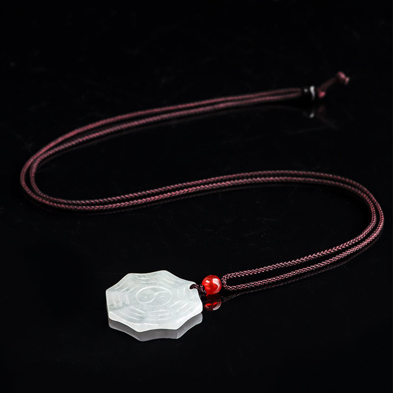 Natural Jade Bagua Yin Yang Luck Necklace for Prosperity