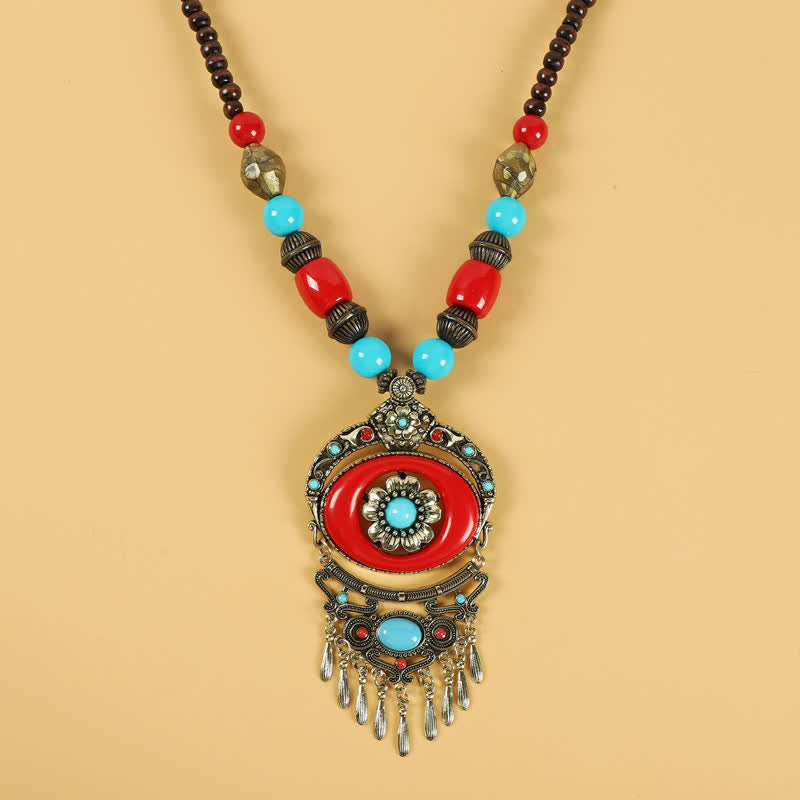 Copper Tibetan Spiritual Retro Beads Tassel Hair Accessories