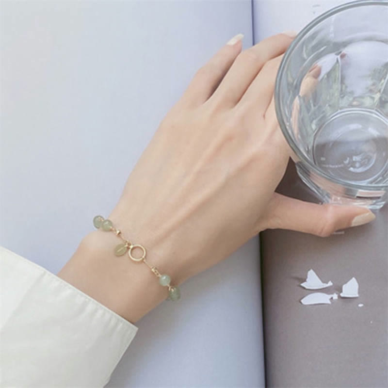 Natural Hetian Jade 14K Gold Bracelet for Luck & Prosperity