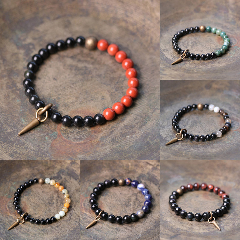 Black Obsidian & Sodalite Strength Couple Bracelet