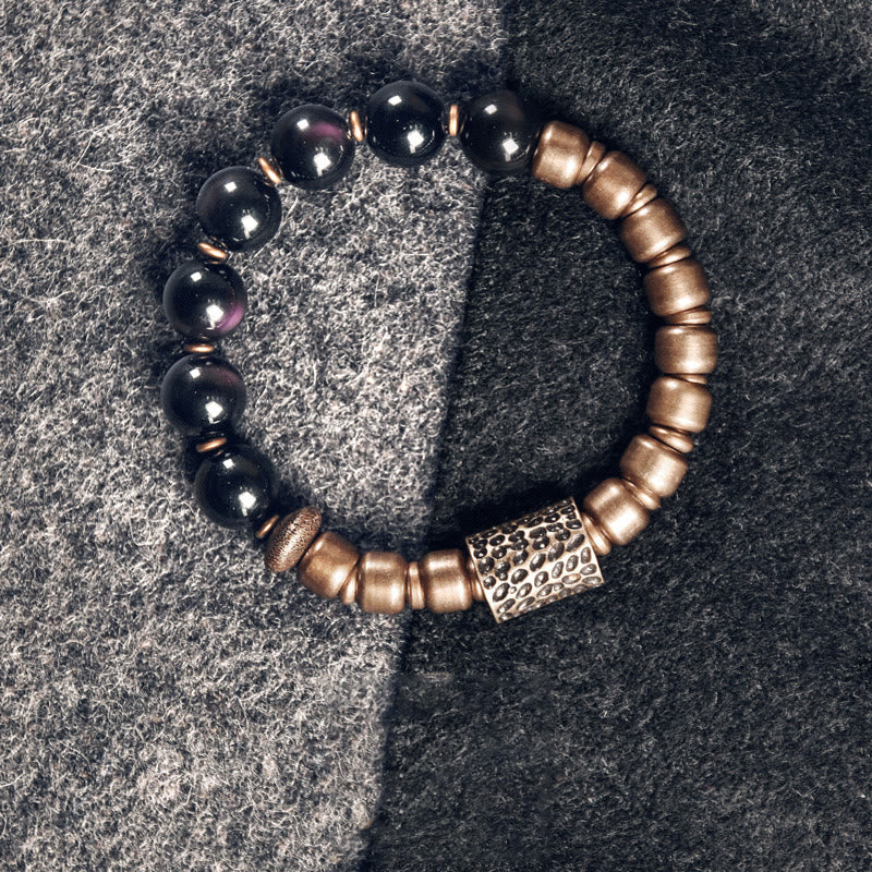 Rainbow Obsidian Copper Healing Bracelet | Lava Rock Energy