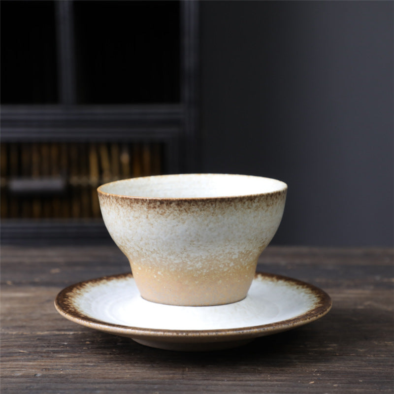 Ceramic Planet Design Coffee Mug with Saucer - Rough Pottery