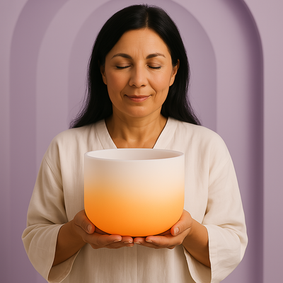 Bol chantant en cristal - Bol sonore pour chakra sacré - Bol de méditation note D pour la guérison