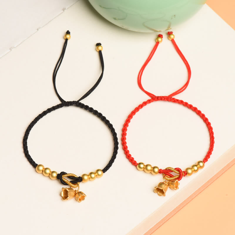 Red String Bracelet with Lily Of The Valley Charm for Luck & Protection