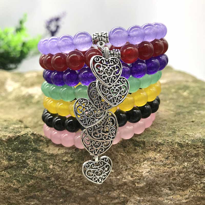 Bracelet porte-bonheur en améthyste avec perles de 8 mm