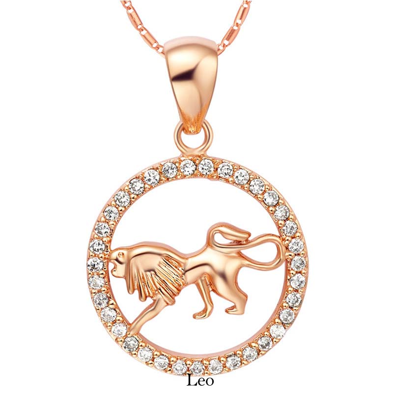 Collier en cuivre des 12 signes du zodiaque | Pendentif chance et guérison