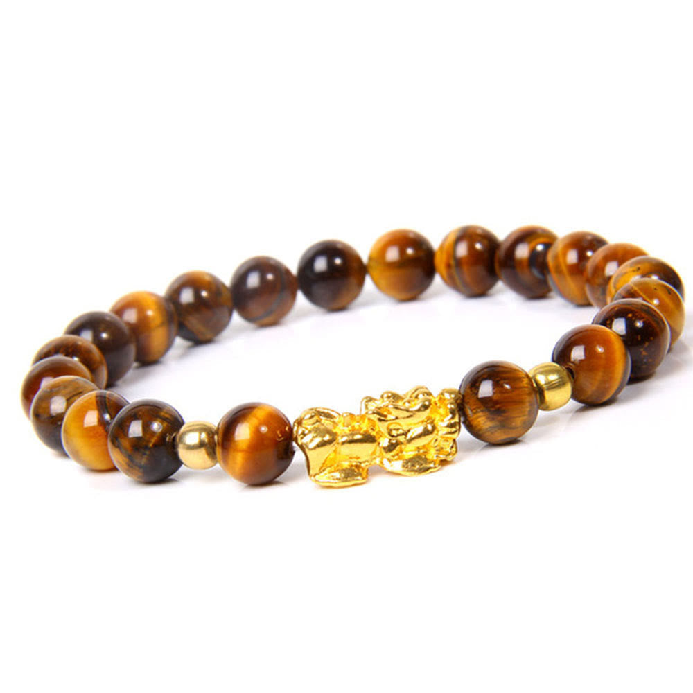8mm Obsidian Pixiu Bracelet for Wealth & Protection