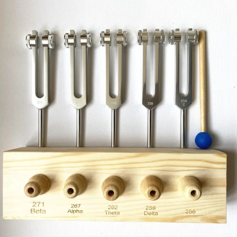 Brain Wave Tuning Fork Set with Stand - 5pc