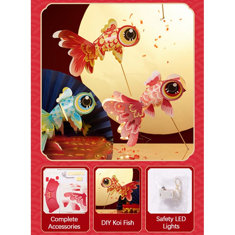 Lanterne en papier poisson koï porte-bonheur DIY | Décoration de la mi-automne
